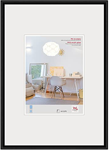 walther design New Lifestyle KVX040B Cadre Photo en Plastique avec Verre Synthétique, Noir, 30 x 40 cm