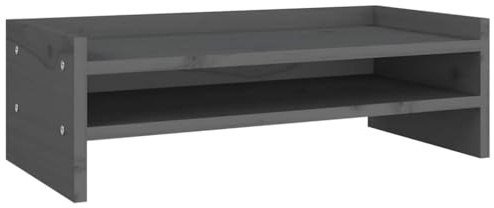 vidaXL Monitorständer Schreibtischaufsatz Monitorerhöhung Bildschirm Aufsatz Bildschirmerhöhung Bildschirmständer Grau 50x24x16cm Massivholz Kiefer