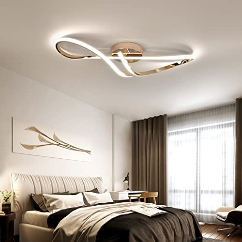 Bellastein Deckenlampe LED Deckenleuchte Wohnzimmer Dimmbare Deckenlampe Moderne Wohnzimmerlampe Mit Fernbedienung Schlafzimmer Kronleuchter Schlafzimmer Esszimmer Küche Beleuchtung (golden, L68cm)