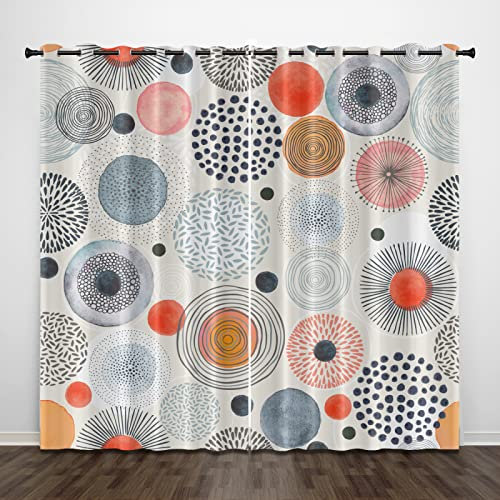 Verdunklungsvorhänge Orange Geometrie Scheibengardinen Weich Vorhänge Wohnzimmer Vorhänge Schlafzimmer Vorhang Blickdicht Vorhang Schallschutz Scheibengardine Gardine 2x140x240cm