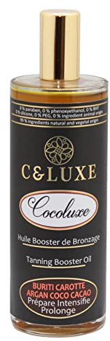 Huile BRONZANTE naturelle Cocoluxe: Activateur, accélérateur et prolongateur de bronzage, huile avant et après soleil, Bronzage intense et uniforme 100 ml. (Coco vanille)