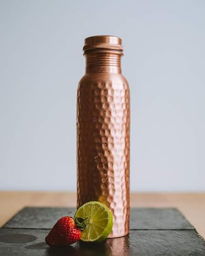 BIFFELY Pure Copper Bottle - 100% Solid Handcrafted Copper Hammered Bottle, Capacity 900 ML - Copper Bottle for Home, Office, Hotel and Gifting