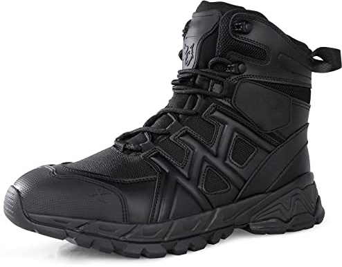 LUDEY Militärstiefel Herren Einsatzstiefel Springerstiefel Bequem Kampfstiefel Tactical Schuhe Dauerhaft Security Boots Wasserdichte Armeestiefel Schwarz 47EU