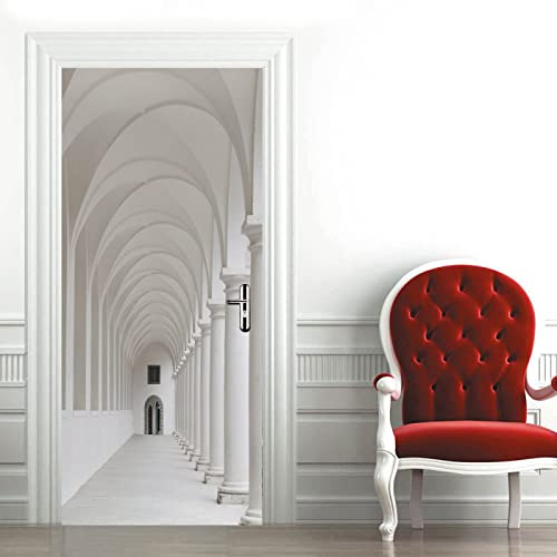 Türfolie Selbstklebend Minimalistischer Stil Weiß Türtapete PVC Türposter Tapete Abnehmbar Türaufkleber Abziehen und Aufkleben Klebefolie Möbel Wasserdichte Fototapete Türfolie 95x215cm