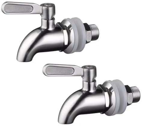 Getränkespender Zapfhahn Ersatz, 304 Edelstahl, 16mm, B-Stil, 2 Stück | Weinfass Wasserhahn, Für kalte und heiße Getränke, Für Bierfass, Glas, Trinkbrunnen