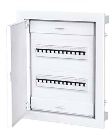 Meuble encastré avec porte métallique, pour plaques de plâtre, 24+4 (2x12) modules, blanc, IP40, Boitier Electrique - Electrocanal EC63624
