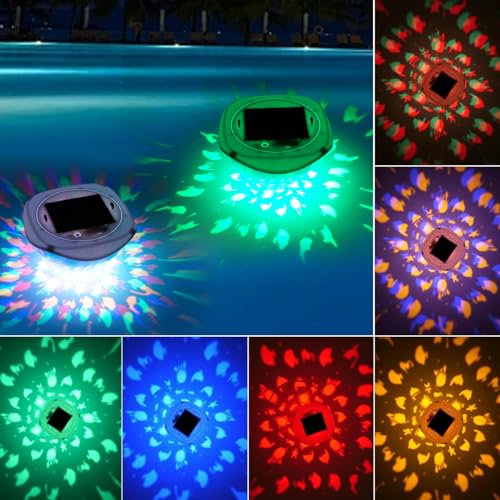 FUFRE Solar Pool Beleuchtung, LED Poolbeleuchtung Schwimmende Mit Farbwechsel Wasserdicht Teichbeleuchtung Für Garten Deko, Unterwasser Licht Für Schwimmbädern Und Pool, (2PCS-B)