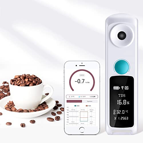 STMKB Kaffeekonzentrationsmesser, 0~32% Brix, 0~26% Tropfkaffee TDS-Konzentrationsmesser, Intelligenter Bluetooth-Online-Tester, 2-Sekunden-Schnelltest, Mit Temperaturkompensationsfunktion