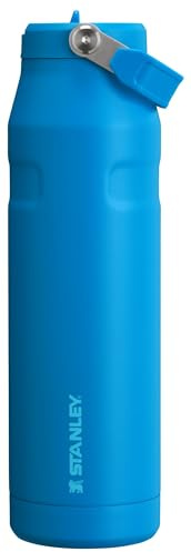 Stanley IceFlow Flip Straw 2.0 - Botella de agua de 36 onzas, popote integrado con apertura más grande, ligera y resistente a fugas, acero inoxidable aislado, sin BPA, color azul celeste