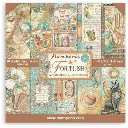 Stamperia 10 fogli per album di ritagli, 30,5 x 30,5 cm (12 x 12) – Fortune