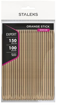 STALEKS PRO 100 piezas de Palos de Madera de Naranjo 15 cm para Manicura, Pedicura, Nail Art y Manualidades.