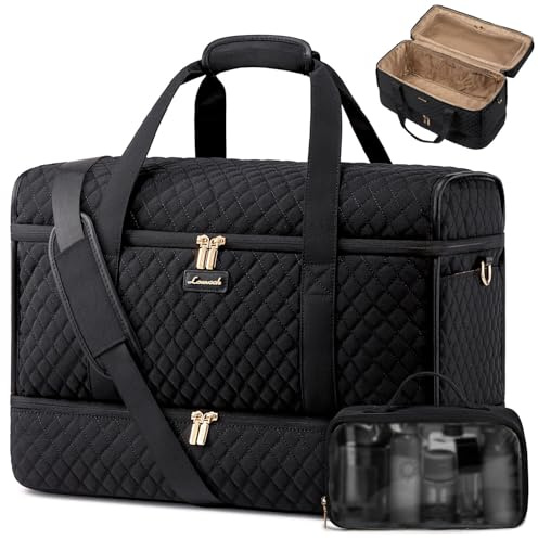 LOVEVOOK Large Travel Duffle Bag, Weekender Bags for Women With Shoe Compartment, Overnight Hospital Bag For Women Labor Delivery, Carry on Bag Personal Item Travel Bag, Yoga Gym Duffel Bag, Black
