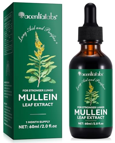 Mullein Drops for Lungs, Natural Mullein Leaf Extract, Mullein and Chlorophyll Drops for Lungs, Breathing Support Supplement (2 Fl Oz/1Pack)
