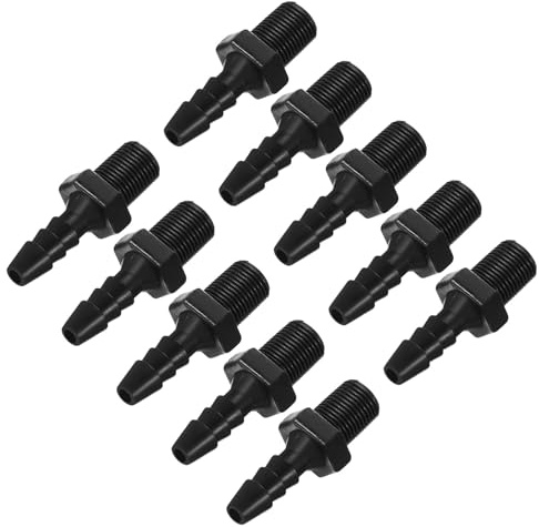 PATIKIL Conector Macho Púas 3/16 a 1/8 NPT, 10pcs Racor de Manguera de Plástico Adaptador Acanalado para Tubería de Agua y Aire Industrial Irrigación Riego Goteo Bomba Jardín, Negro