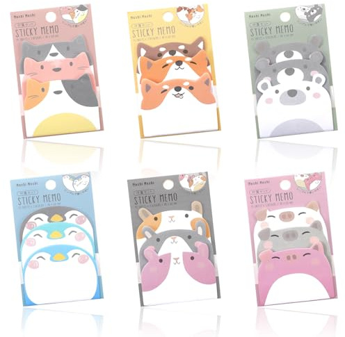 270 Haftnotizen niedliche, Selbstklebende niedliche Cartoon-Tier-Haftnotizen Lustige Kinder-Haftnotizen Kawaii Schulbedarf Notizblock zum Notieren,Notizen machen,Studenten,Zuhause,Büro