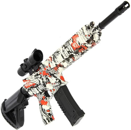 Gelsoft Automatic Gel Blaster Toy – Long-Range Water Bullet Splatter Gun, Magazine-Fed with Scope & Safety Goggles, Bright Graffiti Design, Outdoor Fun Games