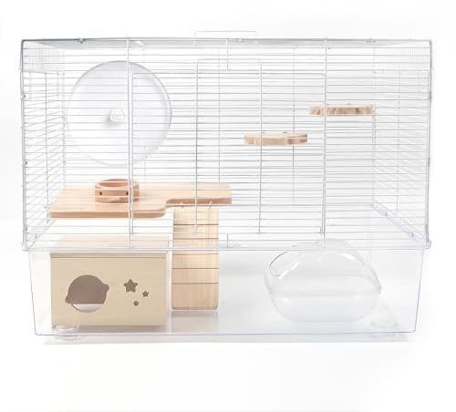 BUCATSTATE Hamsterkäfig mit Zubehör 3 Level, 8 in 1 Kleintierkäfig Großer Starterkäfig Reisekäfig für Rennmäuse, Mäuse, Ratten und Zwerghamster (62x43x35cm)