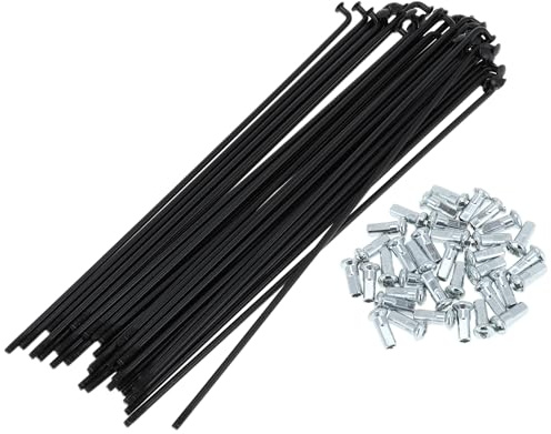 A ABSOPRO Raggi per Bicicletta 12G, Raggi per Ruota Bici in Acciaio al Carbonio, Nero, 36 Pezzi