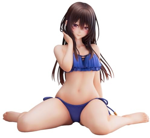 DEXSHUN Anime Illustration Minazumi Kasane Girl Figurine Original Malerei Figur, Sitzende, Badeanzug Look, Gesicht austauschbar, 15cm, PVC Modell Deskto Dekoration Geschenk Sammlerstück