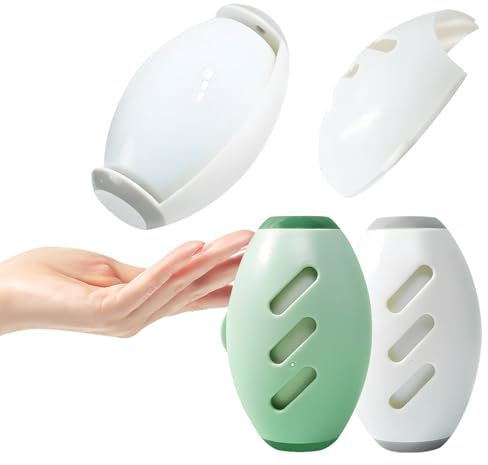 starfa lab 2pcs Reusable Lint Roller, Sticky Roller Washable, Portable Silicone Sticky Roller Ball for Pet Hair, Lint Remover Tool for Clothes, Plush Hair, Dust, Travel, Home (White & Green)