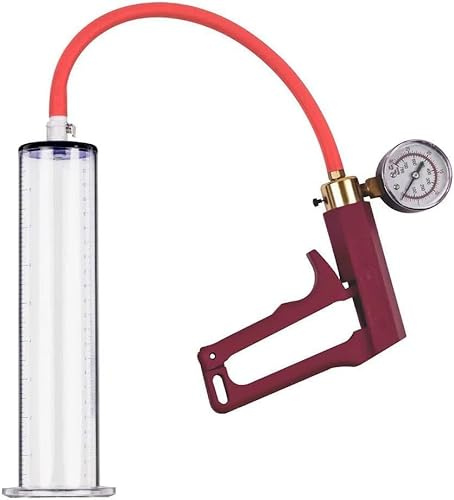 9 x 1.75 Penis Pump with Vacuum Gauge Red Handle, Vacuum Penis, Manual Penis Pump for Men, Enlargement, Penis Bigge Size