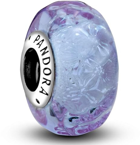 J.Fée 1 Pezzo Charms per Bracciali Ciondoli per Collane in 925 Argento Sterling, Ciondoli a Braccialetti, Adatto a Braccialetti e Collane, Ciondolo in Vetro Color Viola Forma di Onda, Regalo Donna