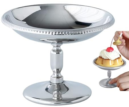 Générique Coupe À Glace - Coupe À Salade Sur Pied En Acier Inoxydable - Décor De Table Élégant, Récipient Décoratif Pour Desserts, Fruits, Yaourt, Bonbons, Céréales Et Pudding