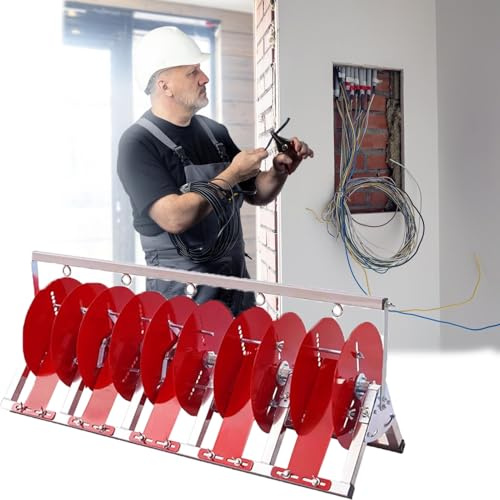 Minglez Avvolgicavo Dispenser Portacavi Pieghevole per Rocchetti di Filo, Portacavi Portatile per Cavi Elettrici, Supporto Dispenser Multiuso per Cavi con Struttura in Acciaio Inossidabile(5 Reel)