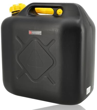 Kanister 20l Benzin | Kunststoff (HDPE) & UN zugelassen | Kraftstoffkanister mit Ausgießer - Ideal für Camping & Unterwegs - Schwarz