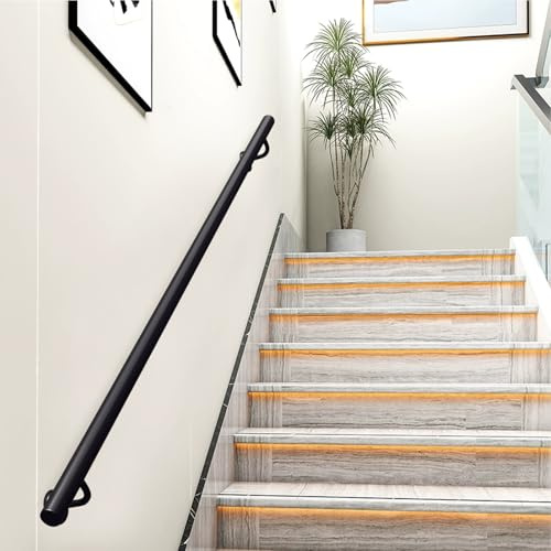 MarxaN Kit Completo de barandilla de Escalera de Hierro Forjado, Redonda, de 30 a 600 cm, para Interiores y Exteriores, con Soportes de Barra.(60cm)