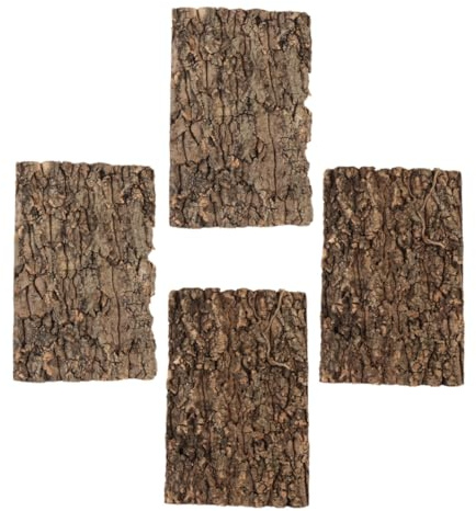Gadpiparty 4pcs Tree Bark Terrarium Decor Reptile Tank Bark Background for Reptile Vivarium Leaf Litter