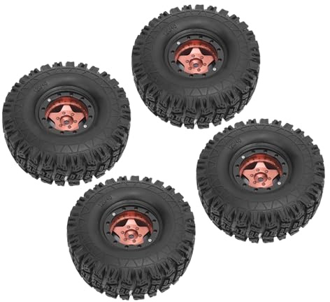 Generic RC Wheels Rims Plastic Aluminum Alloy Easy to Install 4pcs RC Wheels Tires Set for Crawler (Brown)