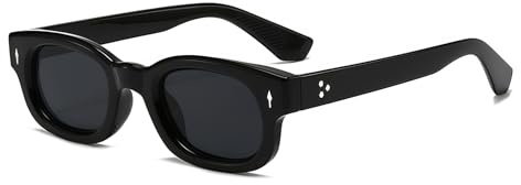 RUNHUIS Vintage Schmale rechteckige Sonnenbrille für Damen und Herren, Retro kleine quadratische Brille mit UV400