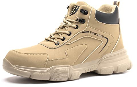 Bawalon Safety Boots Mens Womens Work Boots with Steel Cap, Lightweight Water Resistant Non-Slip Safety Shoes