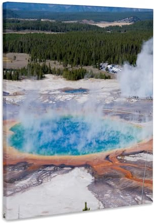 3dRose Wyoming - Grand Prismatic Geyser, Midway Geyser Basin, Yellowstone NP Museum Grade Canvas Wrap 16x20
