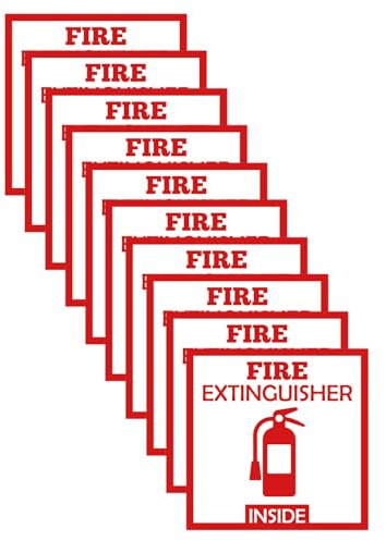 10PCS Fire Extinguisher Inside Sign Stickers Self Adhesive Vinyl Safety Label Fire Extinguisher Sign Vinyl Safety Signs Decals for Trucks Cabinets Equipment Indoor Outdoor Business Office Warehouse