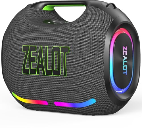 Zealot 250W Altavoz Portátil Bluetooth Inalámbrico Potente, 40H de Batería, Bluetooth 5.3 y Resistente al Agua IPX6, Emparejamiento Inalámbrico, Apoya USB/AUX/Tarjeta TF, Negro