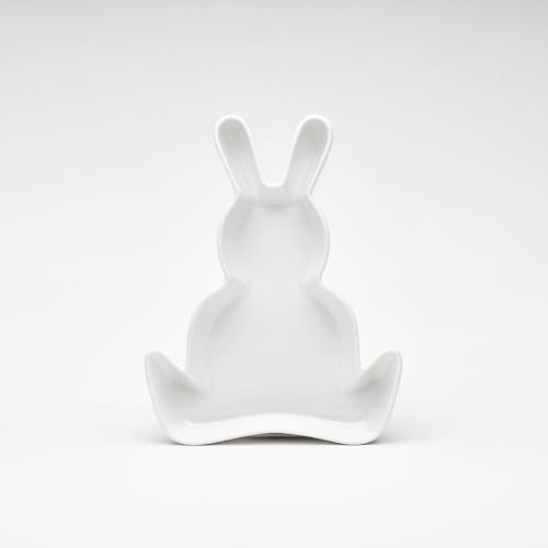Van Well Teller in Hasenform – weißer Porzellan-Teller 23 x 17,5 cm | Dekorativer Oster-Teller für Süßigkeiten, Snacks & Frühstück