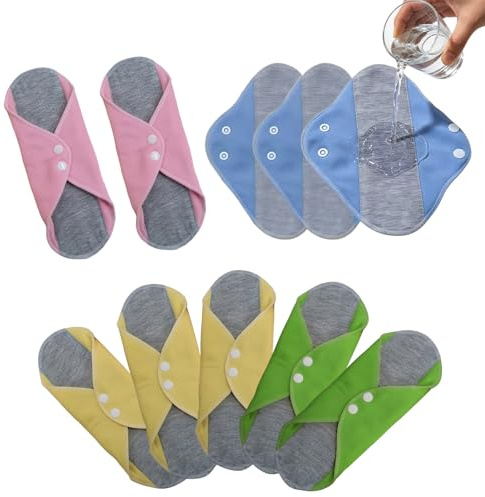 Nimblyne 10 stycken återanvändbara tvättbara trosor, 16 x 23 cm tvättbara sanitetsbindor ekologisk bomull, tyg tygbindningar för menstruation, läckagesäker design, lämplig för alla kvinnor