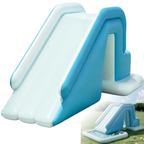 UppblåSbar Vattenrutschkana, PåLitlig UppblåSbar Design FöRhindrar Fall; En LäTt Rutschkana Som Du Kan Ta Med Till Picknick, Inkluderar elektrisk luftpump Blue