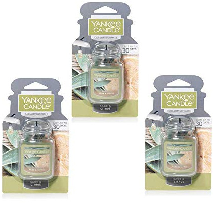 Yankee Candle Car Jar Ultimate Auto & Home Odor Neutralizing Air Freshener Sage & Citrus (Pack of 3)