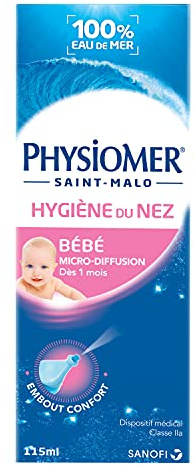 Physiomer Micro-Diffusion Spray Nasal 100% Eau de Mer Dispositif Médical Hygiène du Nez Rhume et Rhinite à Partir de 1 Mois Sans Gaz Propulseur et Stérile Format 115 mL