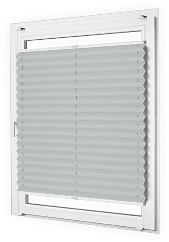 Sun World Plissee nach Maß, Klemmfix, ohne Bohren, deutsche Wertarbeit, 25 Farben (Farbe: Light Grey, Höhe: 101-110cm, Breite: 20-50cm)