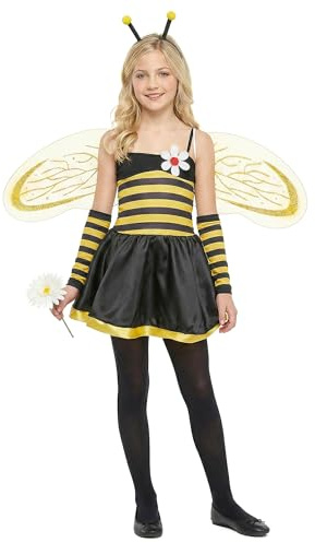 DEGUISE TOI - Déguisement abeille fille - Robe - Ailes - Manchons - Serre-tête - M 7-9 ans (120-130 cm) - Jaune - Déguisements enfants - 100% Polyester - A la main - Carnaval