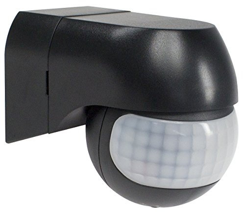 as - Schwabe 43804 Détecteur de mouvement infrarouge avec angle de détection de 180 degrés et portée de détection d'env. 12 m 1 pièce Noir