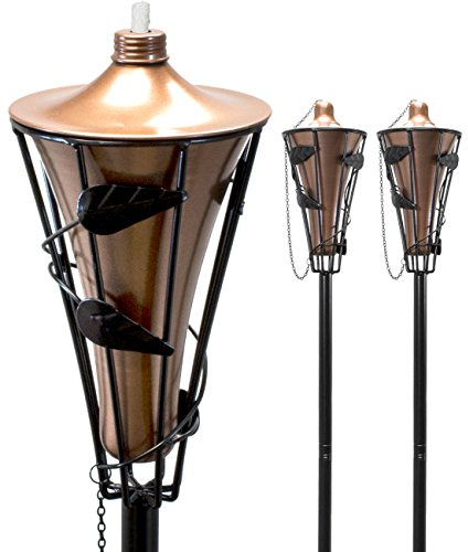 Matney Outdoor Metal Patio Torches – Use for Deck, Patio, Back Yard, Out Door parties, Wedding – Includes Fiberglass Wick and Snuffer Cap (60 Inch, 2 Pack)