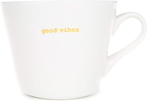 Keith Brymer Jones - Word Range - Standard Ceramic White Mug - Good Vibes - 350ml - Gift Boxed
