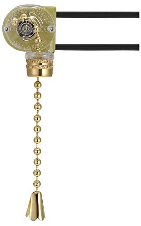sourcing map Fan Light Switch with Brass Pull Chain (Pack of 1 set)