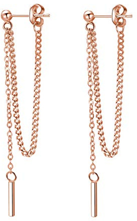 SLUYNZ 925 Sterling Silber Bar Hängend Ohrringe Kette für Frauen Damen Lange Ohrringe Ohrhänger