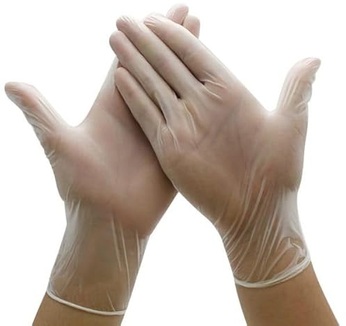MENG SHENG Disposable Gloves, Powder Free, Food Grade Gloves, Clear Vinyl Gloves, Latex Free, 100 Pc. Dispenser Pack (medium)